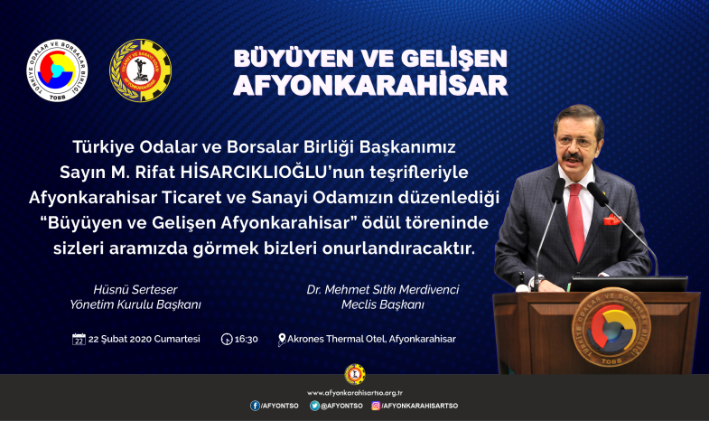 BÜYÜYEN VE GELİŞEN AFYONKARAHİSAR ÖDÜL TÖRENİ